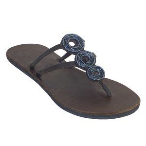NWOT Global Girls Triple O Indigo handcrafted leather Sandals